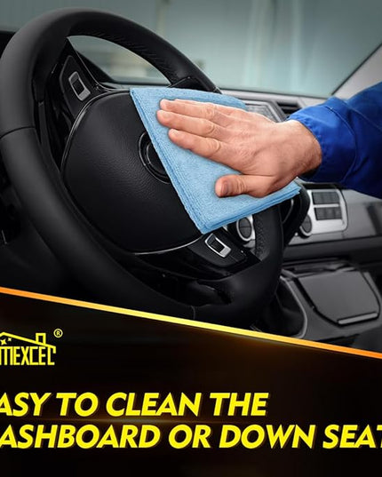HOMEXCEL Blue Microfiber Cleaning Cloth 150 Pack, 12.5 x 12.5 inch Microfiber Towels for Cars, Ultra Absorbent Car Washing Cloth Cleaning Rags for Car Kitchen Window