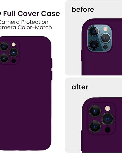 FireNova Designed for iPhone 13 Pro Case, Silicone Upgraded [Camera Protection] Phone Case with [2 Screen Protectors], Soft Anti-Scratch Microfiber Lining Inside, 6.1 inch, Wine Red