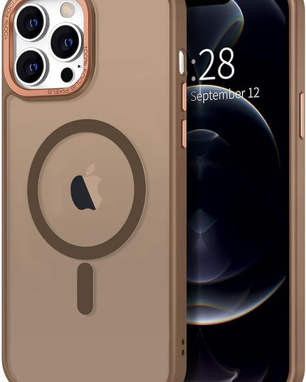 Hython Case for iPhone 12 Pro Case Magnetic Translucent Matte Phone Cases 6.1" [Compatible with MagSafe] Thin Slim Fit Shockproof Bumper Hard Protective Cover for Women Men Girls, Frosted Brown