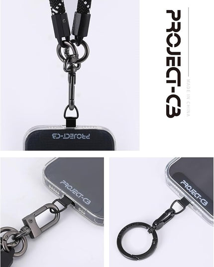 project-cb Phone Metal Tether Tab, Lanyard Patch, Phone Stand Key Ring, Ring Holder, Strap Tab