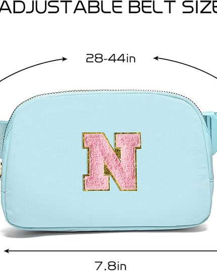 Gitus Gifts for 7 8 9 10 11 Year Old Girls Belt Bag Fanny Pack Crossbody Bags with Initial Letter Patch Birthday Gifts for Daughter Sister Friends Teen girls (Icing Blue-N)