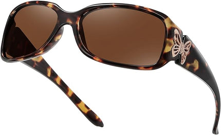 HAOLOTA Women's Polarized Sunglasses - Fashionable Wraparound Butterfly Design with UV400 Protection