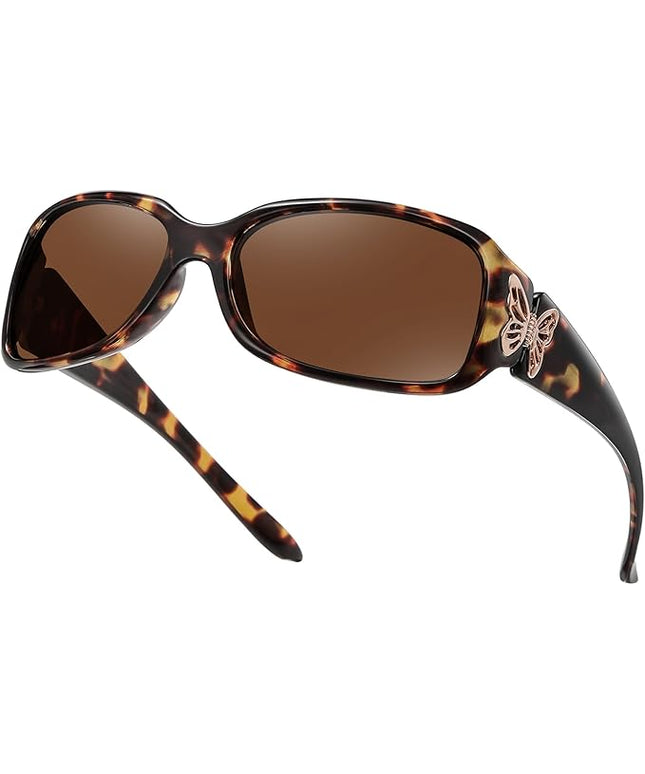 HAOLOTA Women's Polarized Sunglasses - Fashionable Wraparound Butterfly Design with UV400 Protection