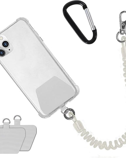 Doormoon Phone Tether with Patch, Universal Straps 2 Pcak Anchor for Skiing Kayaking Fishing Paddles Anti-drop Lanyard Compatible for iPhone Samsung Pixel Most Smartphones (Transparent)