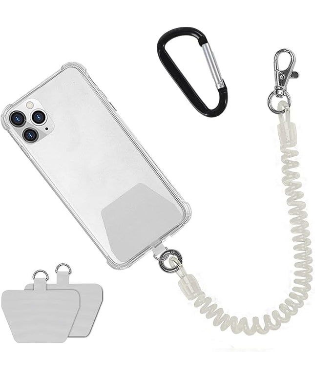 Doormoon Phone Tether with Patch, Universal Straps 2 Pcak Anchor for Skiing Kayaking Fishing Paddles Anti-drop Lanyard Compatible for iPhone Samsung Pixel Most Smartphones (Transparent)