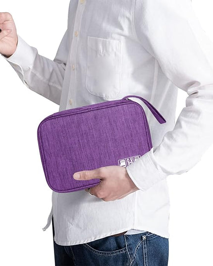 Electronics Travel Organizer,Portable Waterproof Electronic Travel Storage Bag for Small Charging Cord Storage,Charger,Small Electronics,SD Card etc,for Travel,Business -Purple