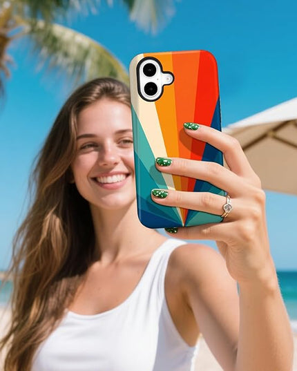 Magnetic for iPhone 17 Case Cute Frog Stripes Phone Case, Summer Shockproof Slim TPU and Hard PC Protective Phone Cover Compatible with MagSafe Designed for Women Girls