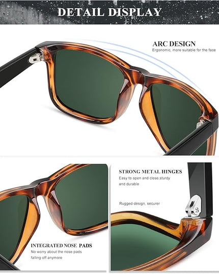 KALIYADI Sunglasses Men Polarized Sun glasses for Mens Womens Classic Matte Black Frame UV Protection 3pack