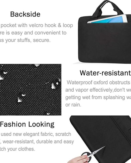 Voova Laptop Bag 13-14 Inch, 360° Protective Laptop Case Sleeve with Shoulder Strap Compatible with Macbook Air 13, MacBook Pro 13/14, Waterproof Computer Bag Slim Briefcase for Men Women, Black
