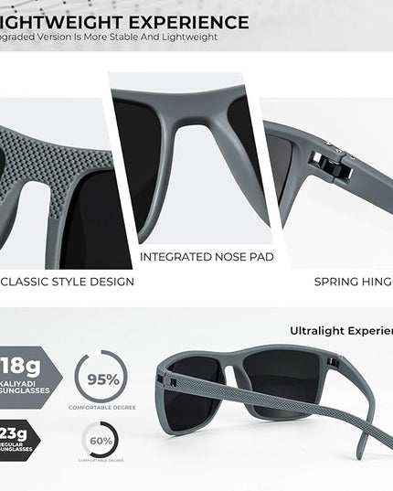 KALIYADI Polarized Sunglasses for Men, Lightweight Sun Glasses with UV Protection for Driving Fishing Golf