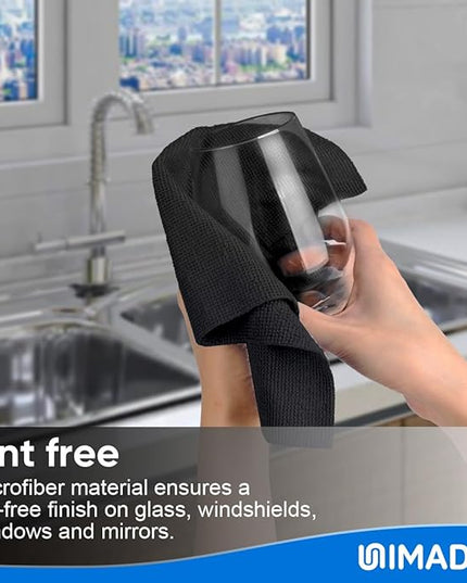 Microfiber Cleaning Cloth, 50 Pack Microfiber Towels for Cars Reusable Shop Rags Bulk Lint Free Cleaning Towels for Car Kitchen Automotive Bar Mechanic Restaurant Garage, 11.5"x 11.5", Black