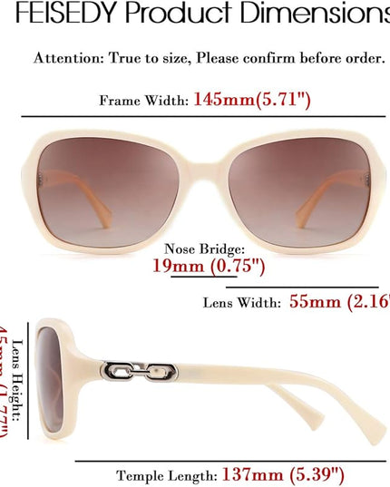 FEISEDY Vintage Square Polarized Sunglasses for Women UV400 Travel Driving Fashion Arcuate Sunglasses B2526