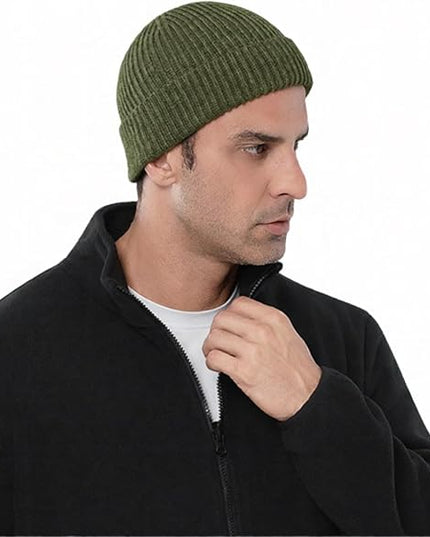 Stylish Wool Knit Short Cuff Fisherman Beanie for Men and Women Unisex Warm Winter Hat