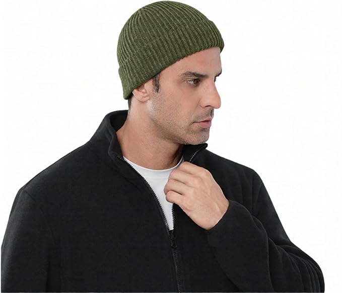 Stylish Wool Knit Short Cuff Fisherman Beanie for Men and Women Unisex Warm Winter Hat