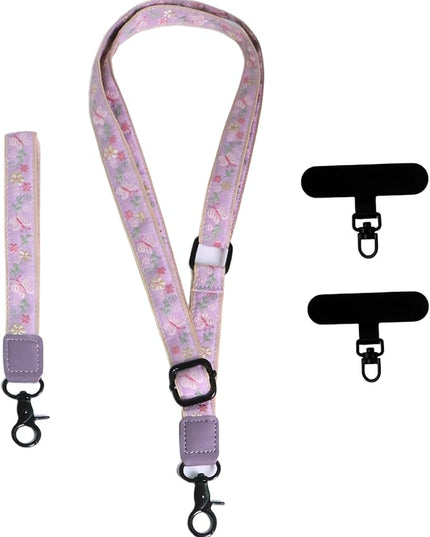 Adjustable Lanyard for Phone, Camera, Name Tags, ID card, Keychain and Wristlet Straps with 2 phone pads(Black)