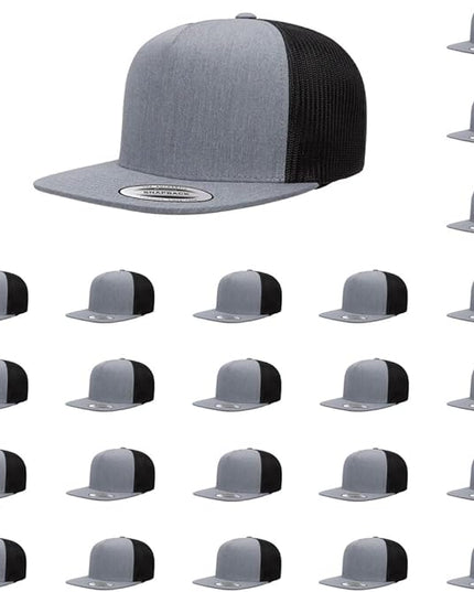 Yupoong 5-Panel YP Classic Trucker Cap | High Profile Flat Visor Snapback | OSFM | Bulk Packs Available
