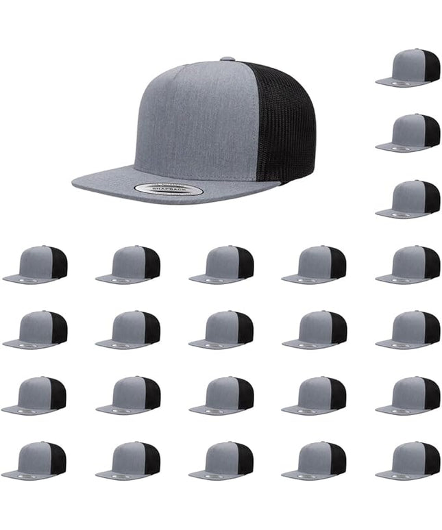 Yupoong 5-Panel YP Classic Trucker Cap | High Profile Flat Visor Snapback | OSFM | Bulk Packs Available
