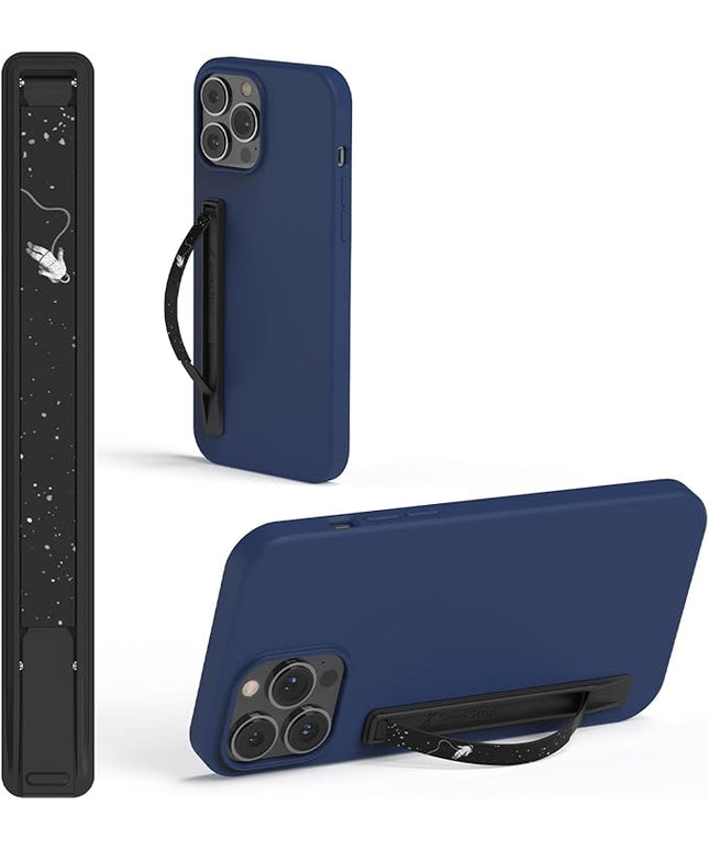 SleekStrip SleekGrip-Essential Ultra Thin Phone Grip Stand,Slim Metal Finger Loop Ring Hand Holder Strap Cell Phone Grips for iPhone 16 Pro Max,17 Air,Android,Case Back - Black x Space Odyssey