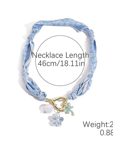 HETICA Scarf Necklace for Women Silk Western Charm Necklaces Fashion Accessory Jewelry Gift