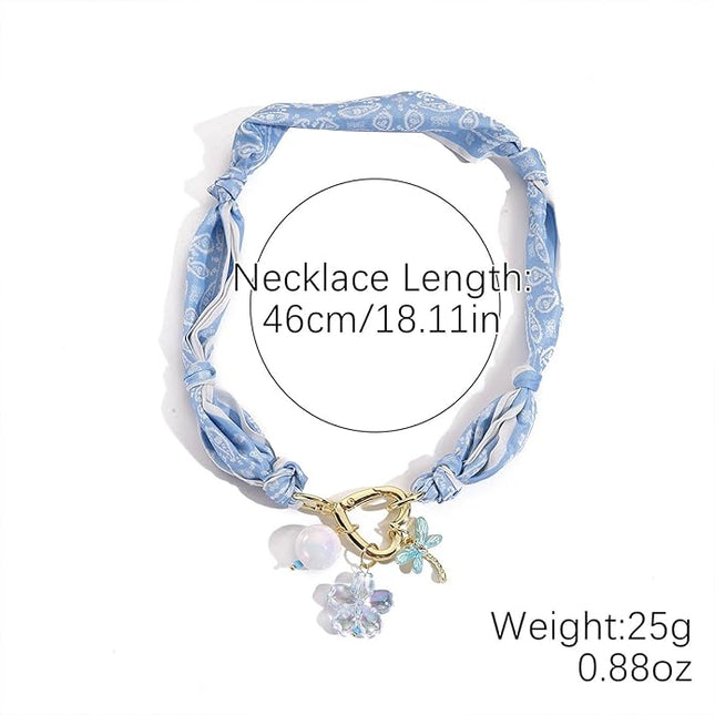 HETICA Scarf Necklace for Women Silk Western Charm Necklaces Fashion Accessory Jewelry Gift