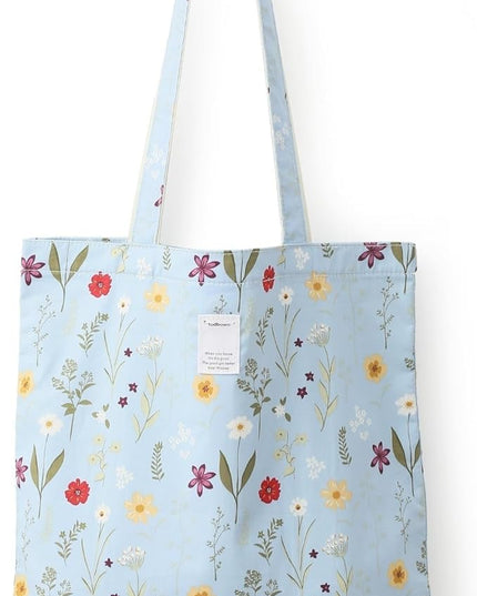 Floral Cotton Canvas Tote Bag for Women: 14x15 Inches Reusable Grocery Bag for Work, School, Travel, Gym