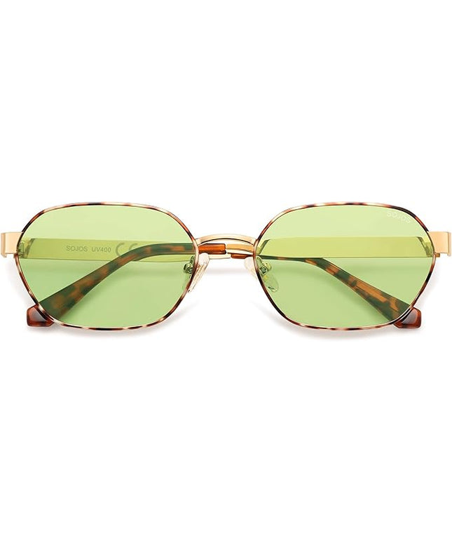 SOJOS Trendy Polarized Hexagon Sunglasses for Women Men, UV400 Retro Rectangle Shades SJ1238
