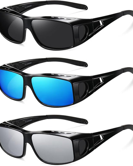 Wzerry Sunglasses Fit Over Glasses Polarized for Men Women, Wrap-Around Glasses UV400 Protection for Driving and Outdoor