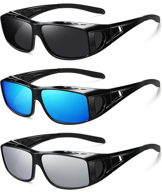 Wzerry Sunglasses Fit Over Glasses Polarized for Men Women, Wrap-Around Glasses UV400 Protection for Driving and Outdoor