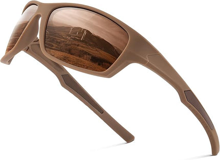 Fanshen Polarized Sunglasses for Men Women, Wrap Around Sunglasses for Mens Womens Cycling Running UV Protection