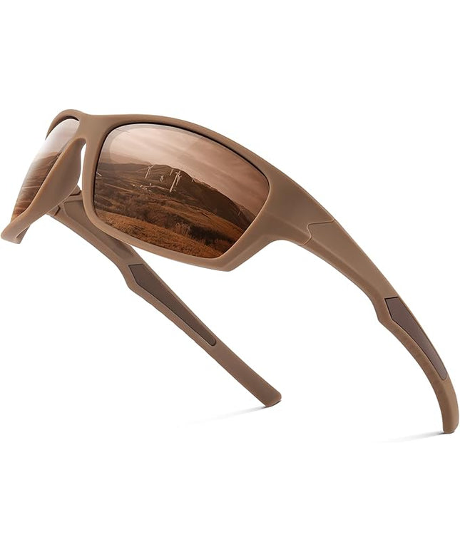 Fanshen Polarized Sunglasses for Men Women, Wrap Around Sunglasses for Mens Womens Cycling Running UV Protection
