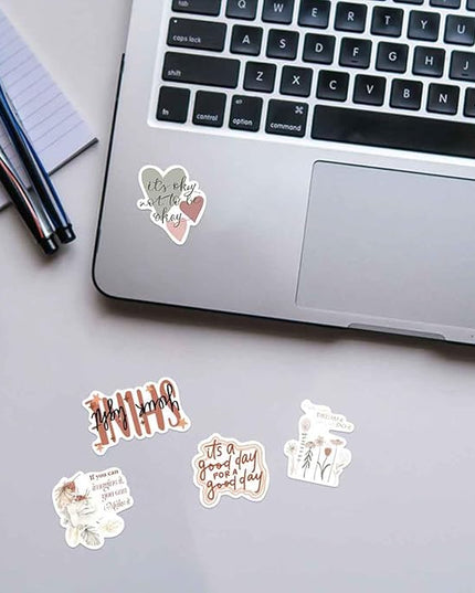 Vintage Inspirational Stickers 50Pcs, Boho Motivational Aesthetic Stickers for Women Adults Kids Teen Teachers, Retro Vinyl Waterproof Positive Decals for Laptop Water Bottles Phone Scrapbook Journal