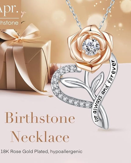 LAVALE Heart Birthstone Necklace for Women, Ideal Anniversary Birthday Gifts for Women Wife Girlfriend Her, Amazing Valentine's day Gift for Mom Women