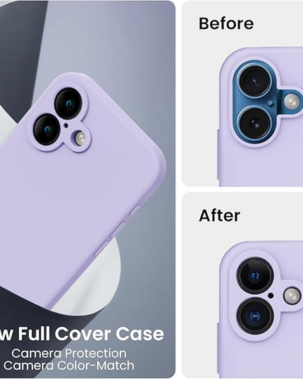 FireNova Designed for iPhone 16 Case, Silicone Upgraded [Camera Protection] Phone Case with [2 Screen Protectors], Soft Anti-Scratch Microfiber Lining Inside, 6.1 inch, Clove Purple