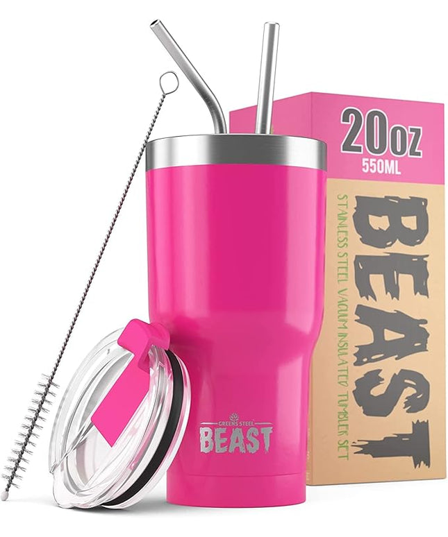 Beast 20 oz Tumbler Stainless Steel Vacuum Insulated Coffee Ice Cup Double Wall Travel Flask (Cupcake Pink)