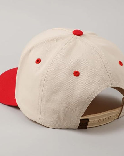 MIRMARU Two-Tone Vintage Canvas Trucker Hats for Men & Women, Adjustable Size Baseball Caps with Trendy Embroidered Design