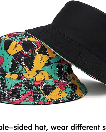 Malaxlx Unisex Bucket Hat Beach Sun Hat Aesthetic Fishing Hat for Men Women Teens, Reversible Double-Side-Wear