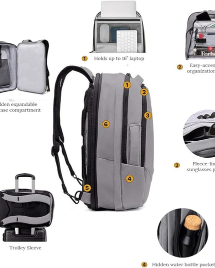 Knack Small Series 2 Laptop Backpack Fits up to 16 Inch Laptops - Knack Bags Carry-On Backpack, TSA Approved, Expandable Travel Backpacks With 2 Day Outfit Capacity, Alloy Gray