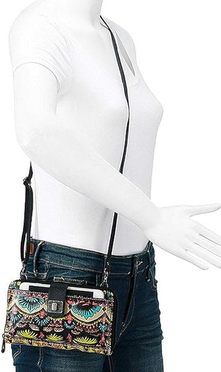 Sakroots Artist Circle Smartphone Crossbody in Coated Canvas, Detachable Wristlet Strap