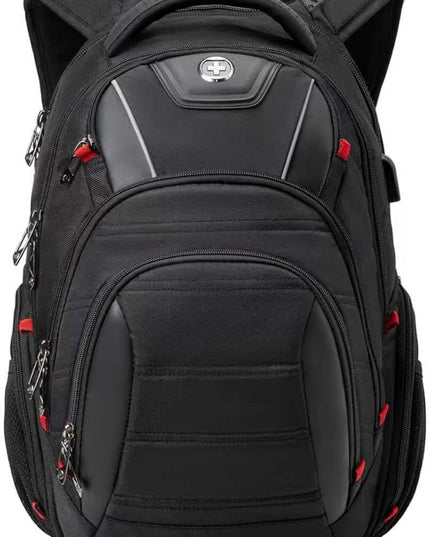 Travel Backpack For Men, Business Laptop Backpack With USB Charging Port, Fits 15.6" Computer, Black