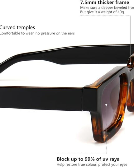 Trendy Square Sunglasses for Men Women Fashion Thick Rectangle Sun Glasses UV Protection Shades Designer Style