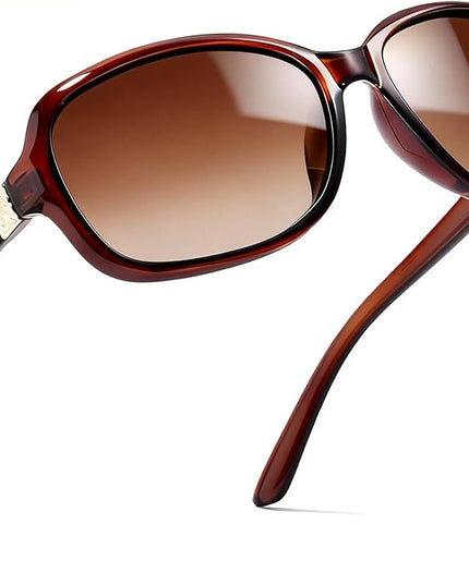 SIPHEW Polarized Sunglasses for Women | Vintage Square Sunglasses w UV400 Protection | Womens Wraparound Shade