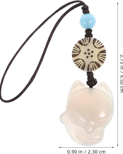Cabilock White Fox Phone Pendant Keychain for Women, Small Chalcedony Bag and Key Holder Charm, Cute Cartoon Mobile Phone Chain Accessory for Purse Decoration