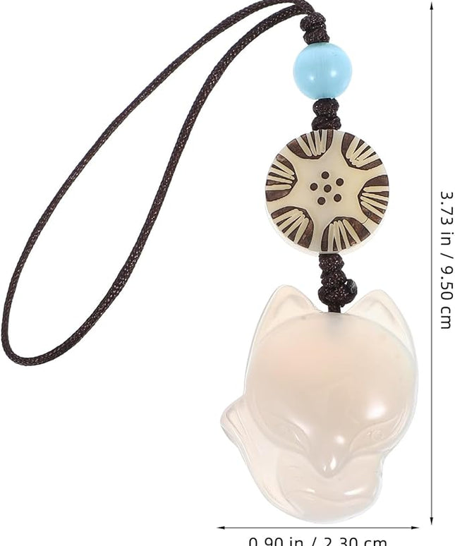 Cabilock White Fox Phone Pendant Keychain for Women, Small Chalcedony Bag and Key Holder Charm, Cute Cartoon Mobile Phone Chain Accessory for Purse Decoration