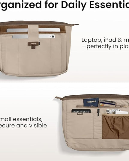 tomtoc 14-inch Puffy Laptop Tote Bag for Women 10L, Lightweight Puffer Work Tote with Padded Device Compartment for 13/14-inch MacBook Laptop, Organized Work Bag for Office, Business, Daily Essentials