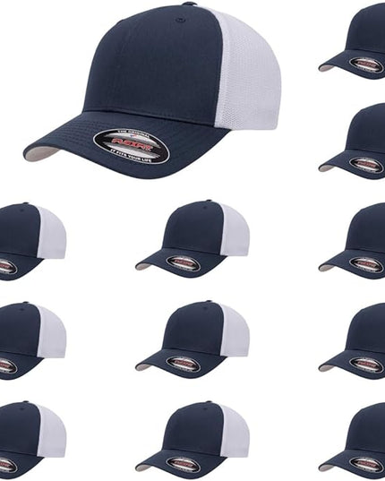 Flexfit 6511 Fitted Mid-Profile Stretchable Mesh Panels Trucker Cap | Bulk Pack Available