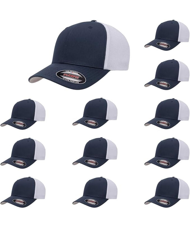 Flexfit 6511 Fitted Mid-Profile Stretchable Mesh Panels Trucker Cap | Bulk Pack Available