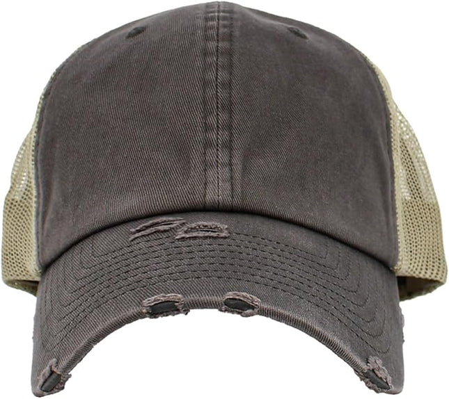 KBETHOS Vintage Washed Distressed Cotton Dad Hat Baseball Cap Adjustable Polo Trucker Unisex Style Headwear