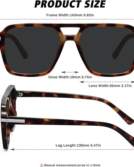 Retro Aviator Sunglasses for Women Men Trendy Classic Square 70s 80s 90s Vintage Shades Double Bridge Aviators FZN813