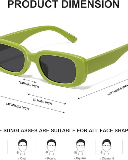 JASPIN Rectangle Sunglasses for Women Men Trendy Y2k Retro 90s Sun Glasses UV Protection Cool Square Frame