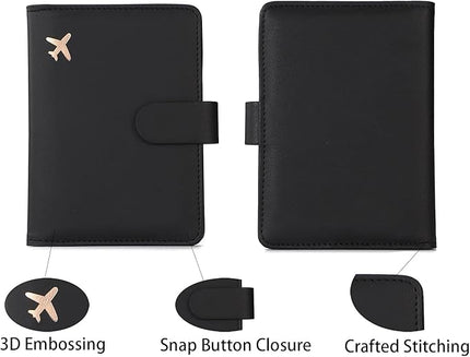 Melsbrinna Rfid Passport Holder for Travel women/Men, Cute Passport Wallet Rfid Blocking Card Slots, Rfid Passport Cover/CaseTravel Wallet, Passport Book Holder (1, Black)